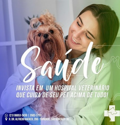 Veterinária sorrindo enquanto cuida de um cachorro pequeno em um hospital veterinário, destacando saúde e bem-estar para pets